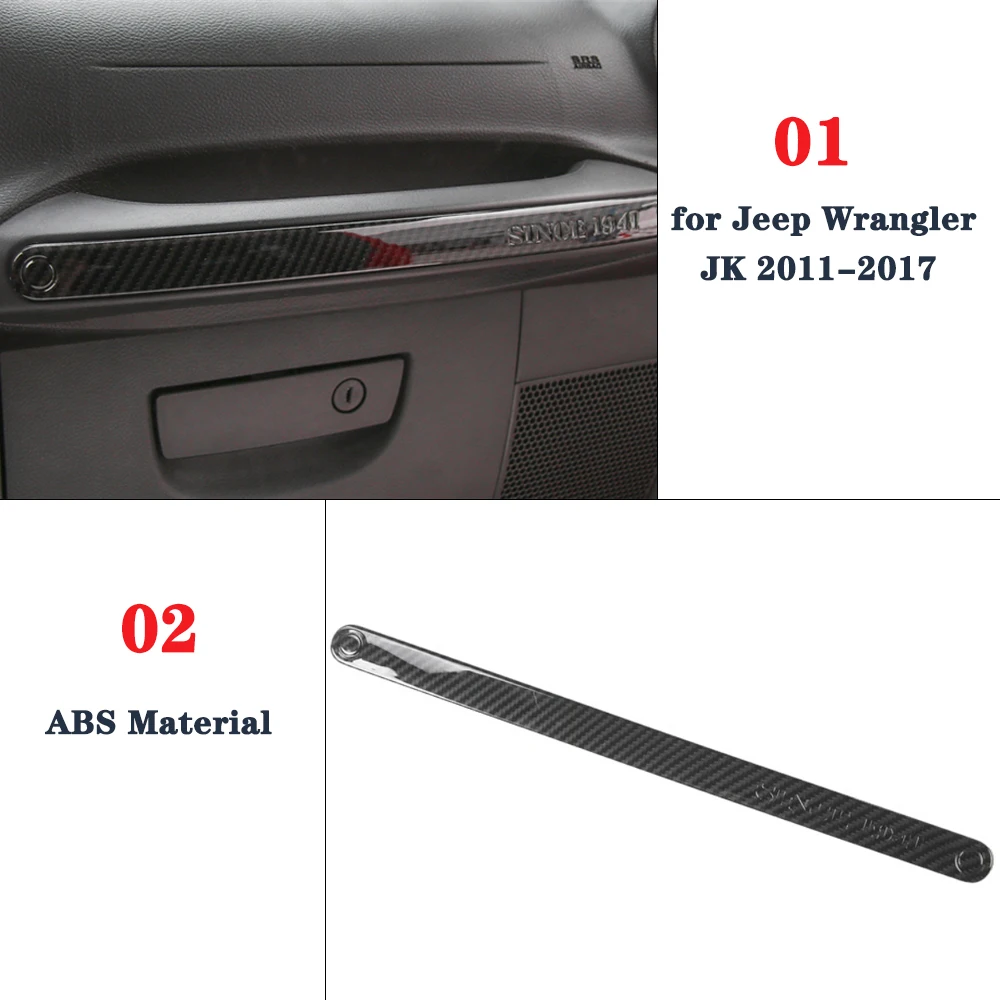 Co-Pilot Grab Handle Decal Decoration Cover Trim Sticker for Jeep Wrangler JK 2011-2017 Car Inner Accessories ABS Carbon Fiber