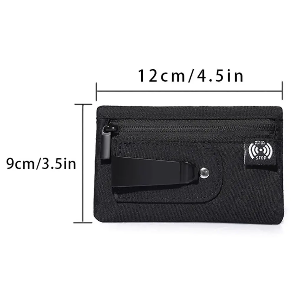 Nova mini bolsa de moedas de poliéster 7 cores não trançado bolsa de tecido simples com zíper e clipe de cinto organizador de cartão dinheiro e moedas