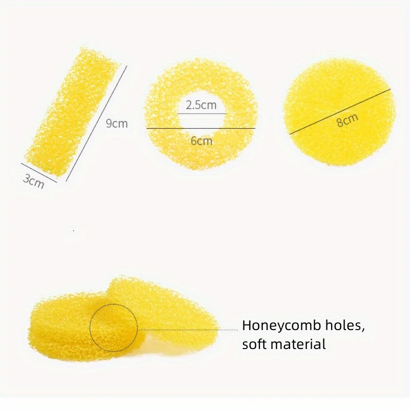 3 Sizes Sink Hair Catcher Sponges - Anti-Clogging Strainer Accessories for Kitchen & Bathroom, Bathtub & Shower Use, Easy
