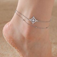 LIKGREAT Women's Anklets Witch Knot Foot Chain Stainless Steel Celtic Knot Bead Chains Amulet Beach Summer Jewelry