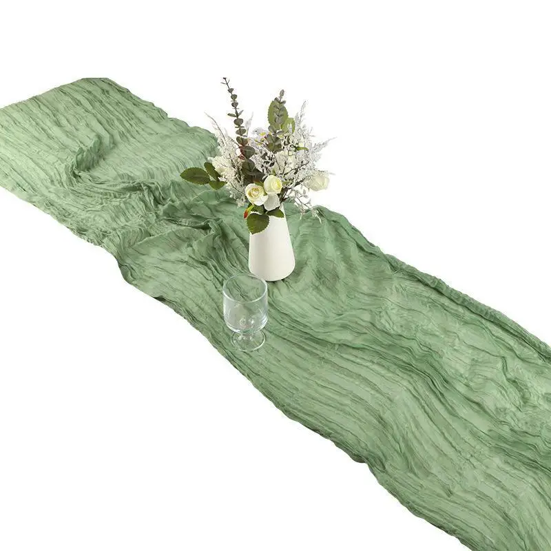 Boho Gauze Table Runner Multi Sizes 90x180 300 400cm Semi‑Transparent Cloth For Wedding Birthday Banquet Table Decor