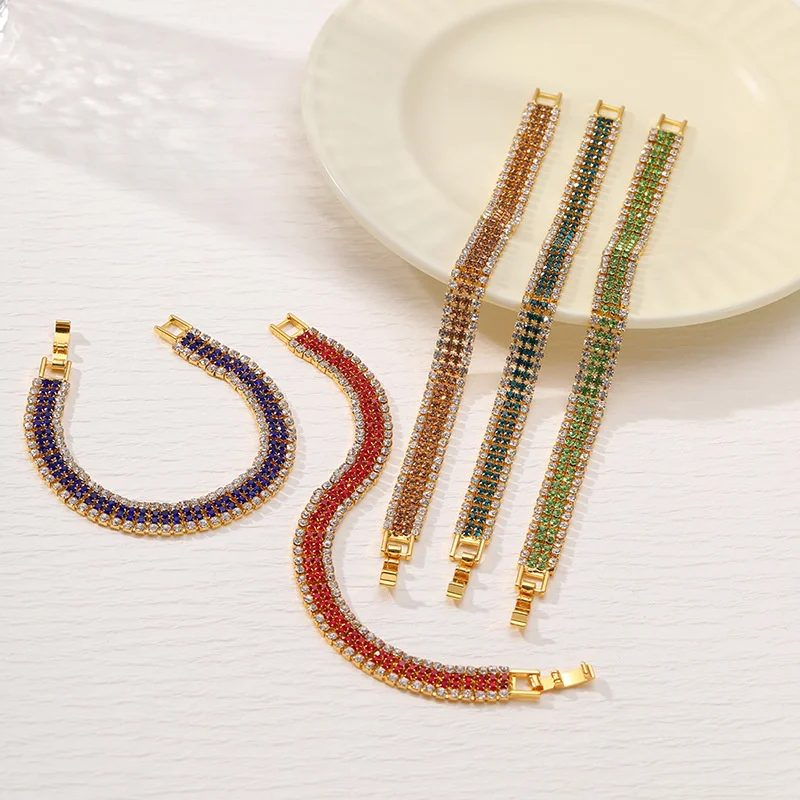 Fashionable Roman Crystal Micro-inlaid Claw Chain Bracelet for Women