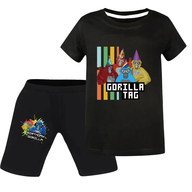 VR Game GGorilla Tag Monke Monkeys Kids Boy Girl Kawaii Halloween حفلة عيد ميلاد زي تنكري مع قناع/T/بدلة صيفية