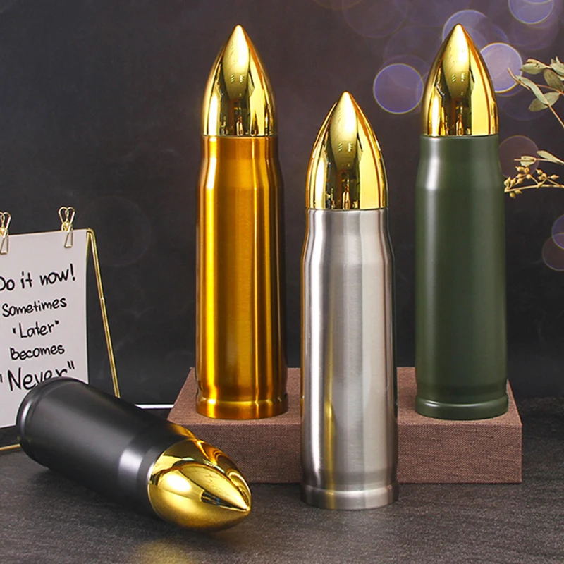Drinking Bottle Vacuum Stainless Steel Insulation Cup Double Layer Bullet Head Thermos bottle Rocket Cup Tumbler