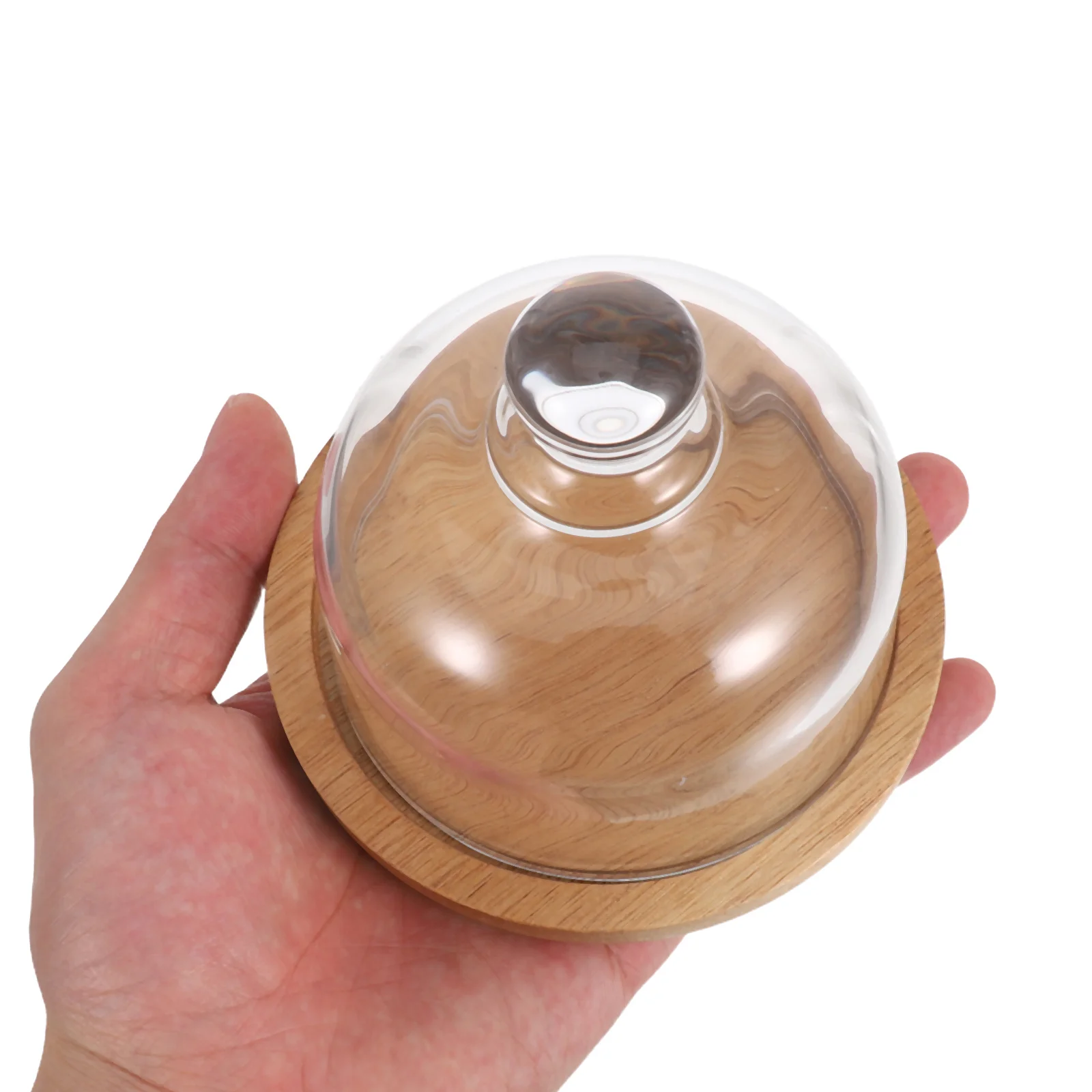 

Small Dessert Tray Glass Dome Cover Wooden Cake Plate for Outdoor Party Home Bar Hotel Display Storage Use Cake Plate with Dome