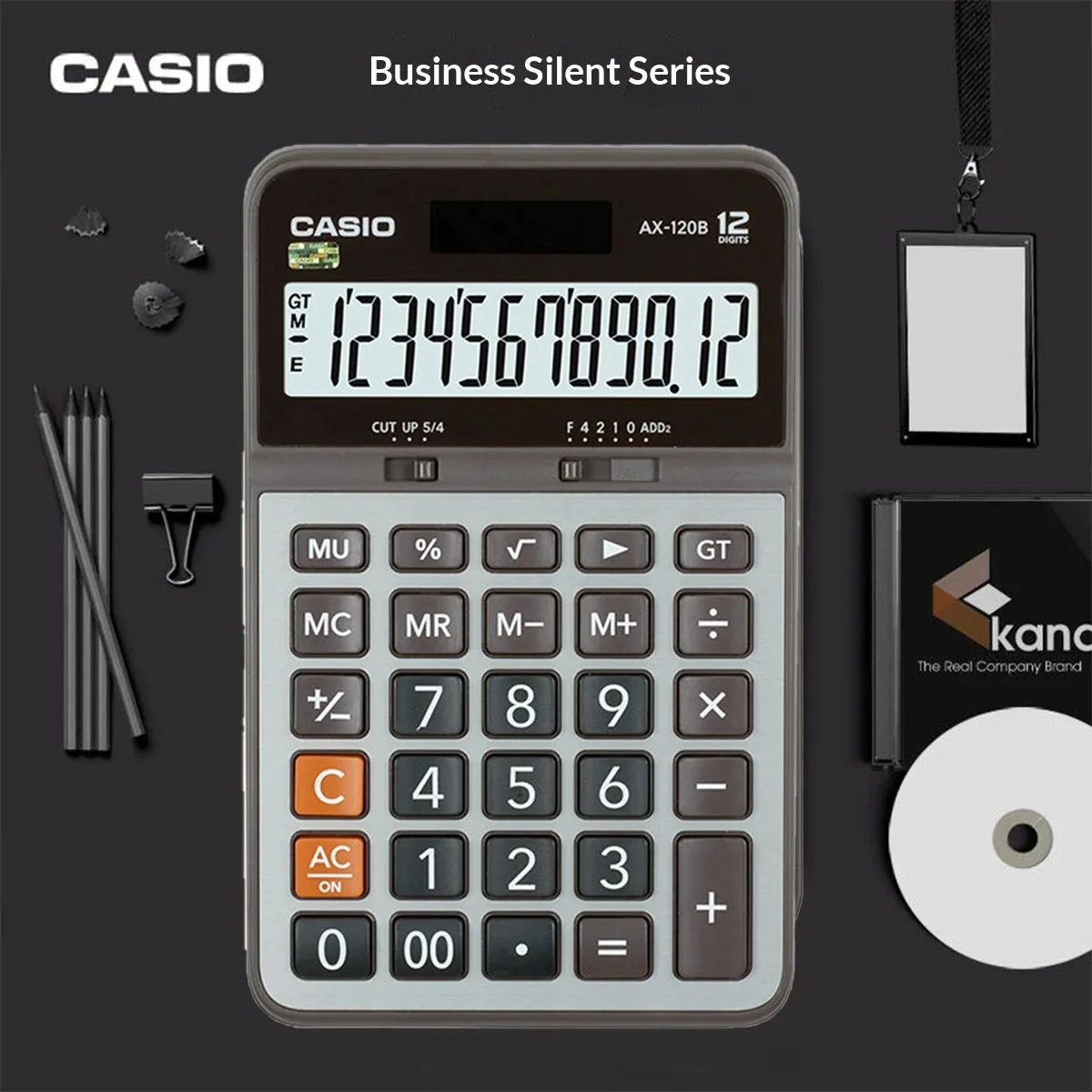 Genuine CASIO AX-120B Financial Desk Calculator, Solar & Battery Powered for Accountants, Office & Daily Business Calculation