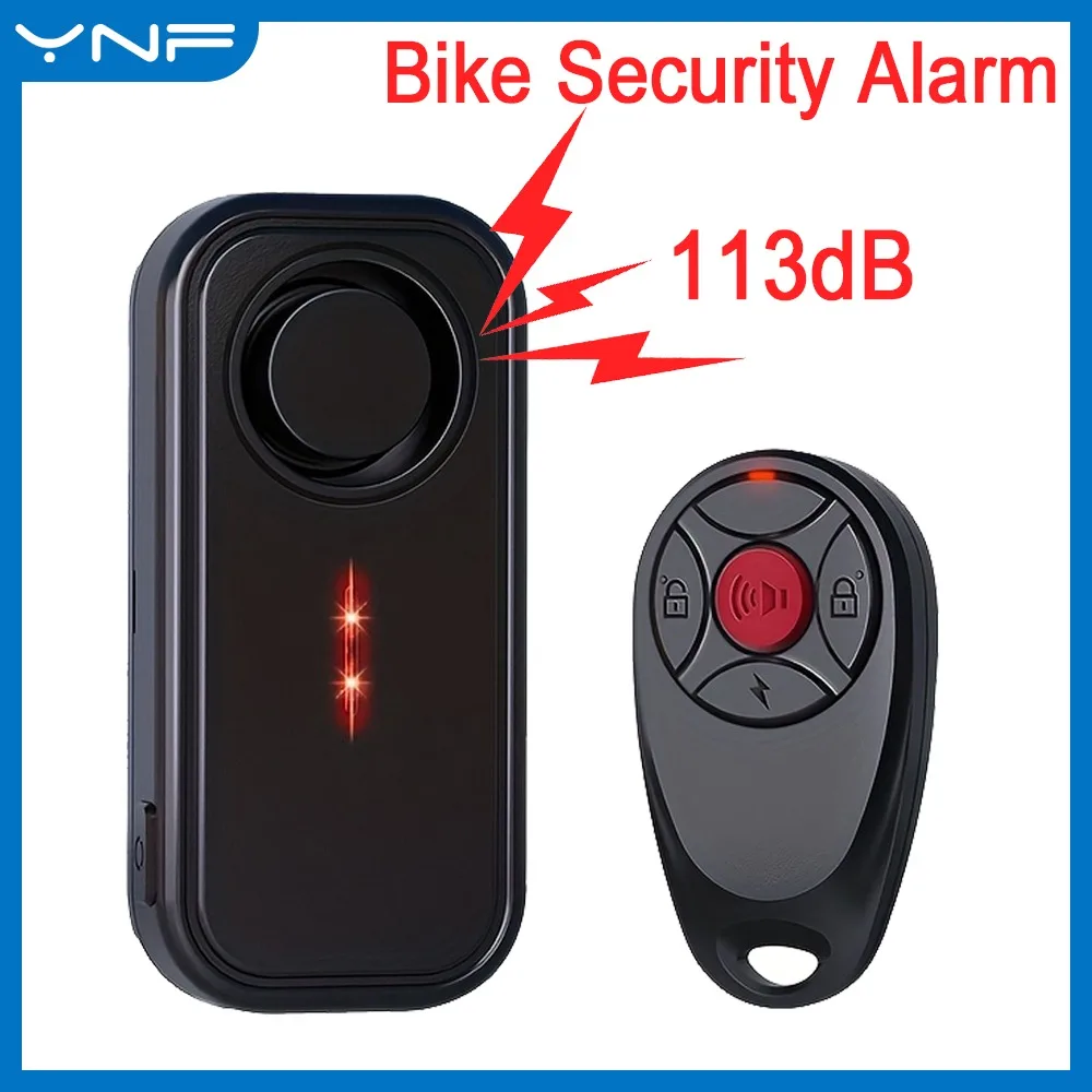 YNF Wireless Vibration Alarm 110 dB Anti-theft Bicycle Motorcycle Alarm with Remote Control Bicycle Security Sensor System
