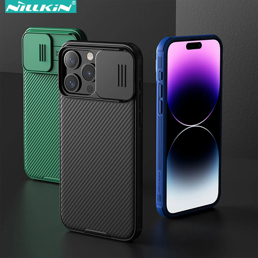 Nillkin Striped Phone Case for iPhone 15 Pro Max / 14 Pro Max / 15 Plus / 15 Premium Upgraded Shockproof with Slide Camera Cover