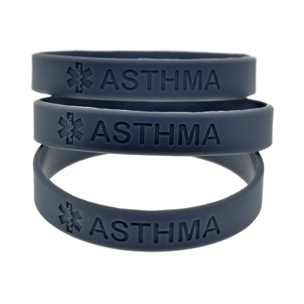 50 Stück ASTHMA Medizinisches Notfall-Silikon-Armband Krankheits-Allergie-Notfall-Identifikationsarmband für den täglichen Gebrauch – Detail 3