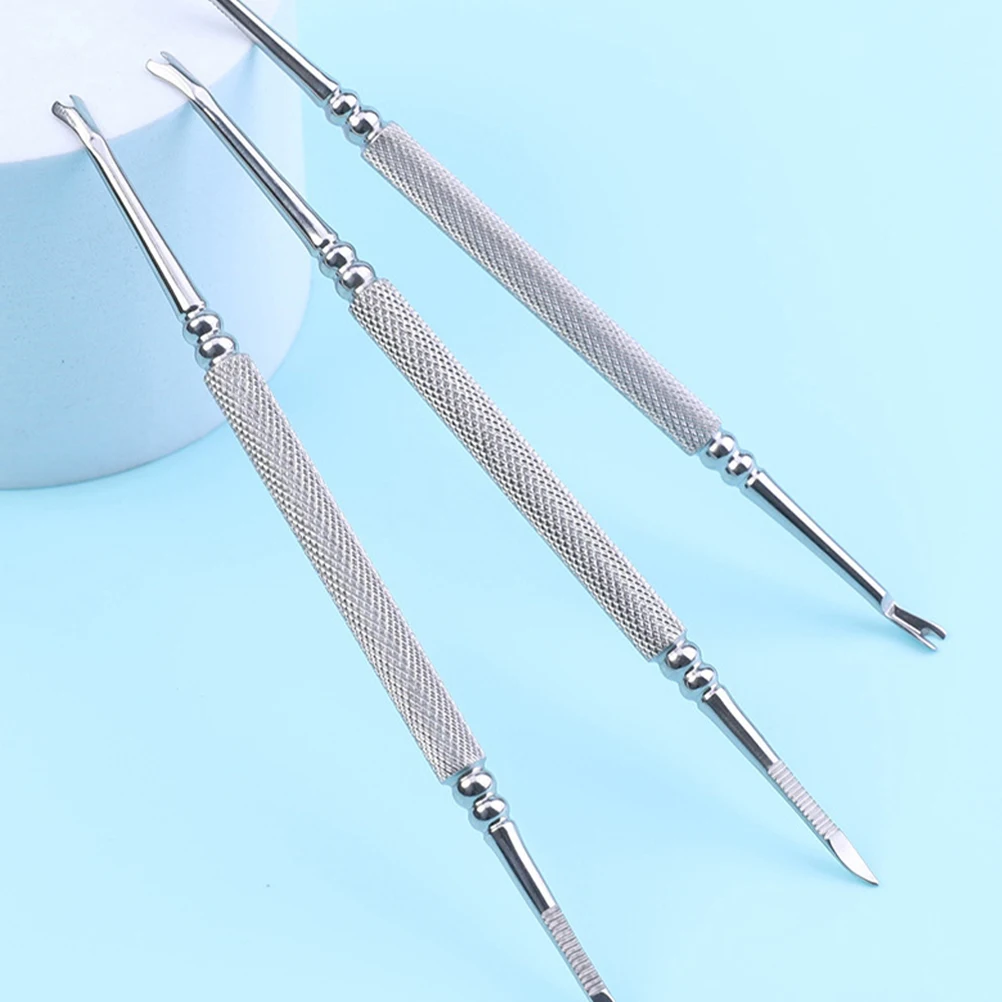 

3pcs Nail Art Tools Dead Skin Forks Cuticle Remover Manicure Tools Under Nail Cleaner Foot Removal Durable Steel Portable Gift