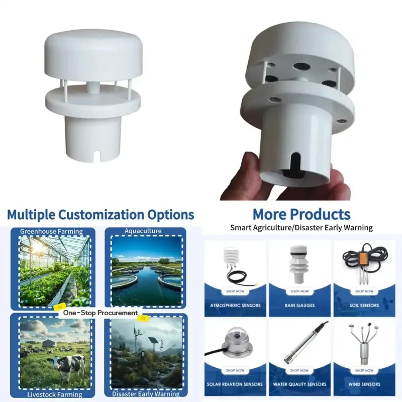 Weather Station Ultrasonic Anemometer, Mini Wind Sensor with Multi Output Interface