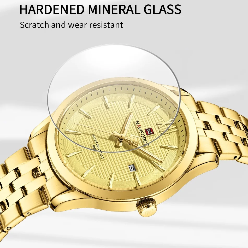 

NAVIFORCE мужские 30 м водонепроницаемые мужские подарки ремешок из нержавеющей стали дата календарь функция активные роскошные минималистичные спортивные часы для мальчиков