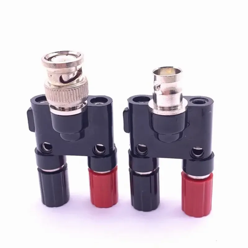 1Pc BNC Male/Female Terminal To 4 mm Adapter Plug, 2* BNC Male Binding Posts Coaxial RF Adapter Video Adapter Oscilloscope Tools