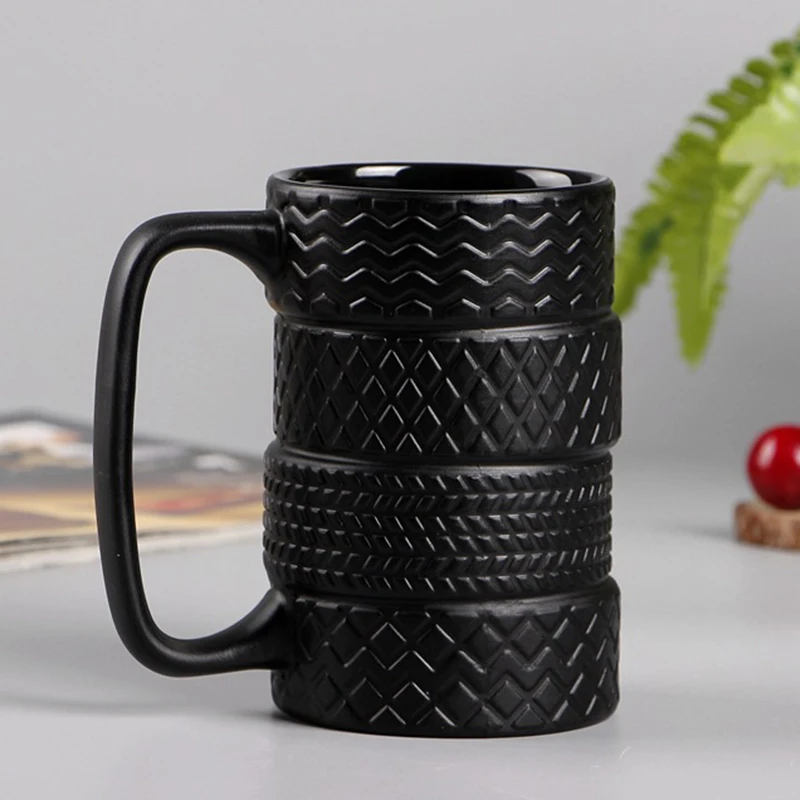 Creative Coffee Mug Large Capacity Ceramic Cup Personality Tire Shaped Cup Novelty Tea Milk Mug Breakfast Cup Gift