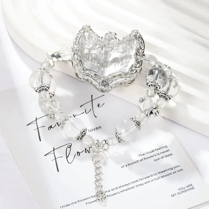 Natural white crystal bracelet, balance energy, enhance confidence, white water fox magic box DIY jewelry accessories,