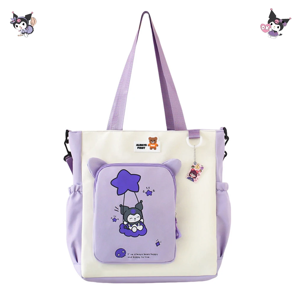 

New Kuromi Girl Messenger Bag Cartoon Anime Sanrio Simple Canvas Bag Attend Class Student Fashion Versatile Trend Shoulder Bag