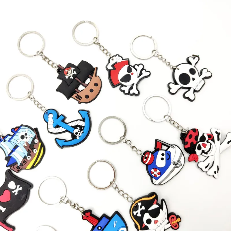 20Pcs Pirate Keychain PVC Keyring Pirate Themed Party Pinata Stuffers Party Toy Goodie Bag School Carnival Reward Birthday Gift