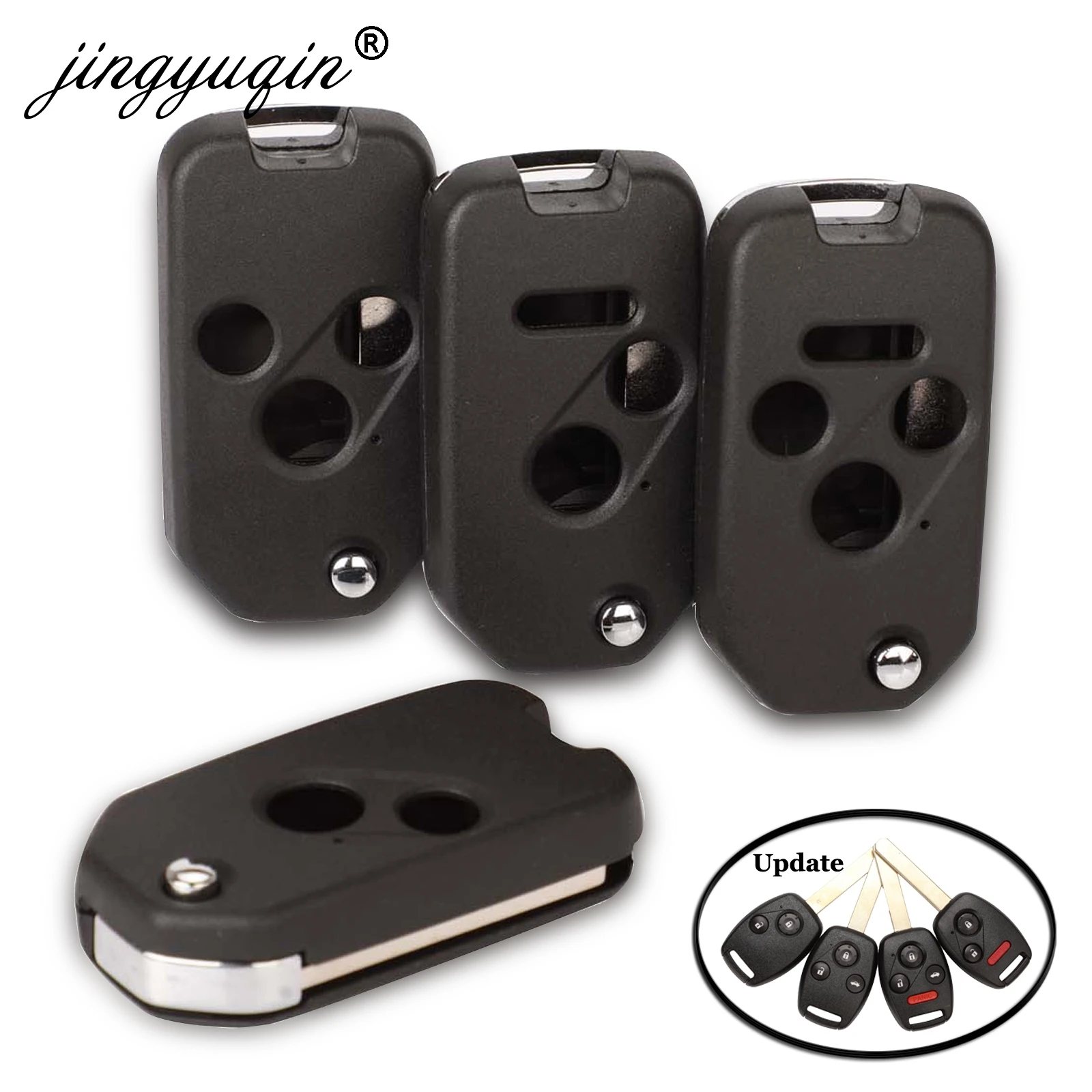 Jingyuqin New Remote 2 Button Folding Flip Key Shell Cover For Honda Odyssey Rigeline Accord CRV Civic Uncut