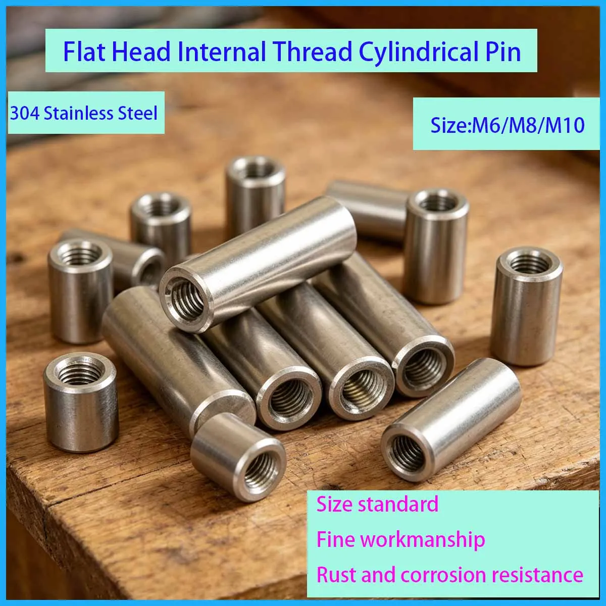 

304 Stainless Steel Flat Head Cylindrical Pin GB120 Internal Thread Dowel Pin M6 M8 M10 M12 Positioning Pin