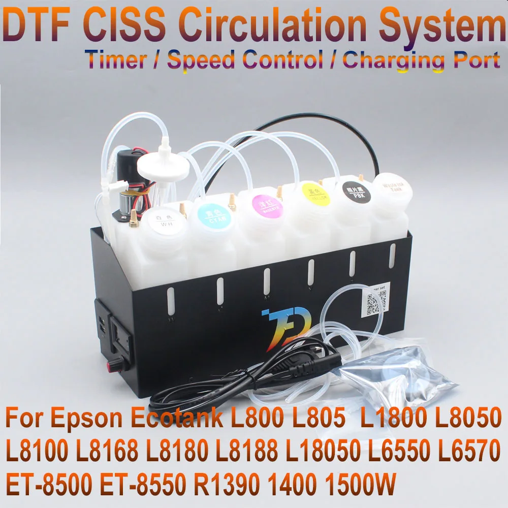 DTF White Ink Tank Shake Circulate System CISS For Epson L1800 L800 L805 L18050 L8050 XP600 ET-8550 8500 Circulation Kit