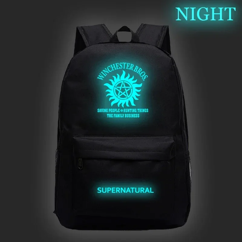 New Supernatural Luminous Backpack Student Schoolbag Youth Leisure Bag TV Serie SPN Pattern Backpacks Kids Back to School Gift