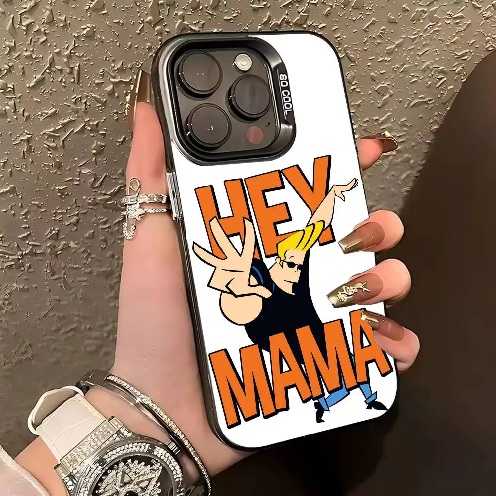 J-Johnny B-Bravo anime  Phone Case For iPhone 17,16,15,14,13,12,11 Plus,Pro Max,XS,Colored silver phone case