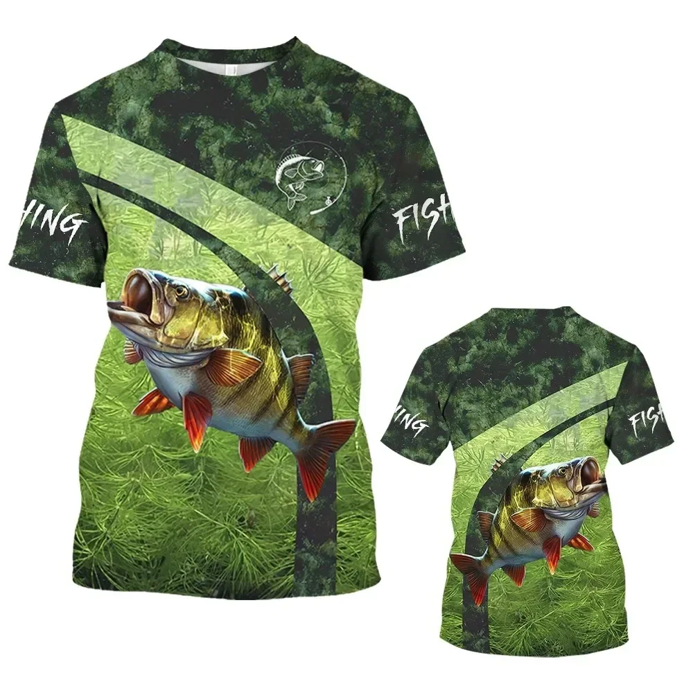 

Men's 3Dt Fishing T-shirt, Woven Pattern Clothing, Round-neck Top, Summer Outdoor Sports, New