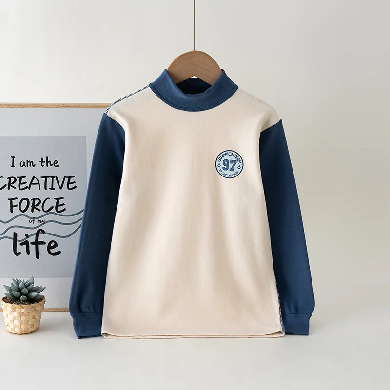 Ropa Interior Térmica para Bebés y Niños de Otoño, Pijama Infantil de Lycra y Algodón, Camiseta de Manga Larga con Cuello Medio, 2-12 Años