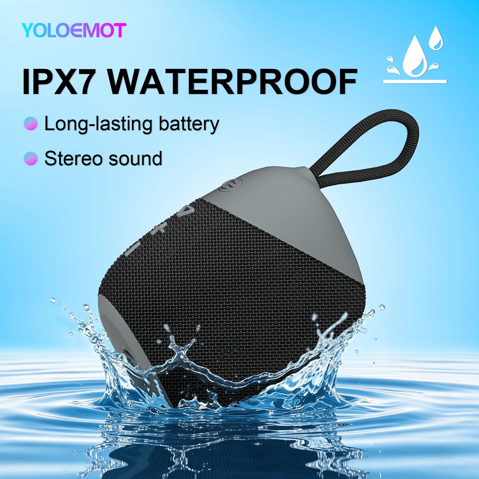 Mini Portable Bluetooth Speaker 15W Palm Sized Deep Bass IPX7 Waterproof 10H Stereo Magnetic Quick Pair RGB Light Camping Travel