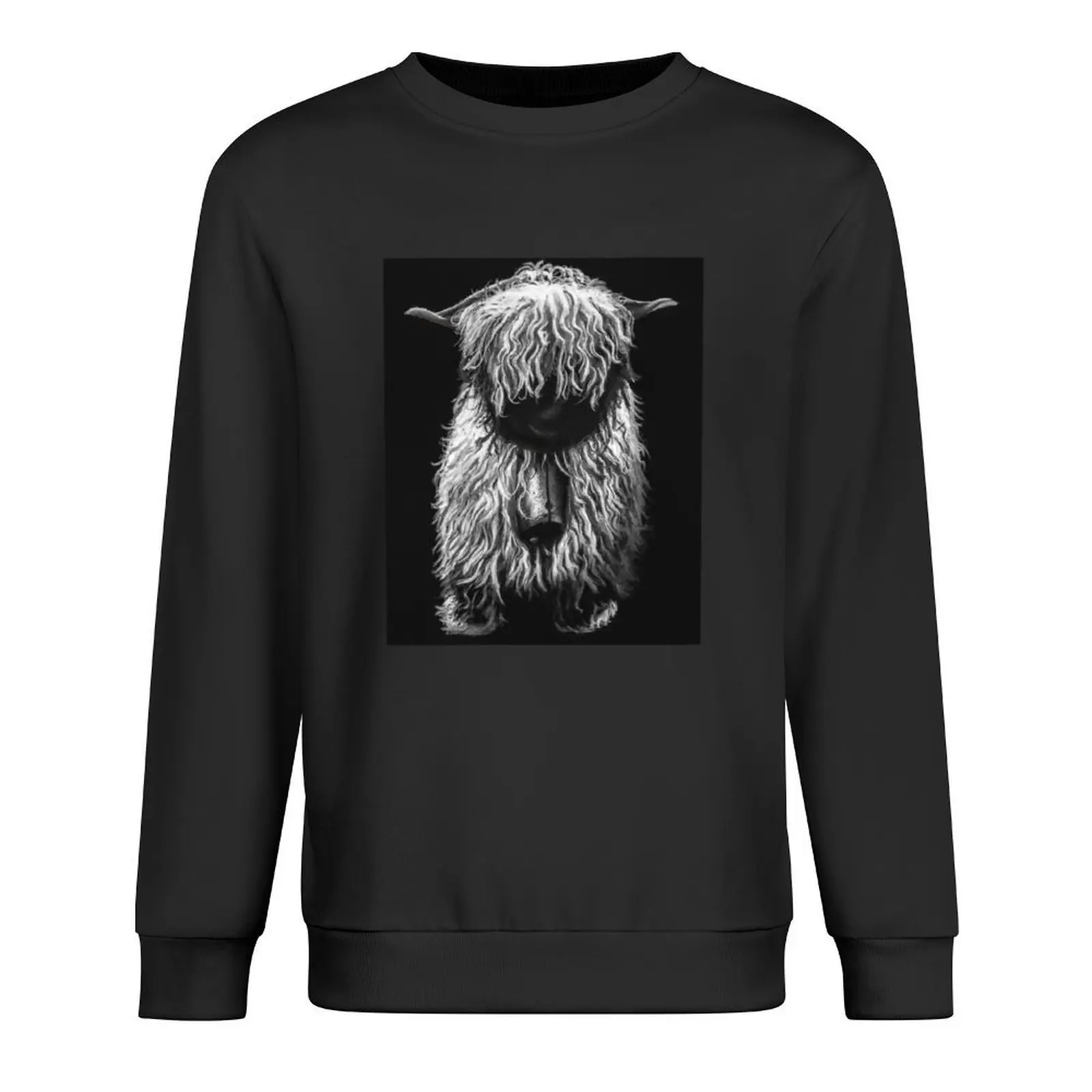 أبيض وأسود سويسري Valais Blacknose Sheep، FluffyValais Blacknose Sheep Art، صورة حيوانات مزرعة الأغنام السويسرية اللطيفة، بلوفر