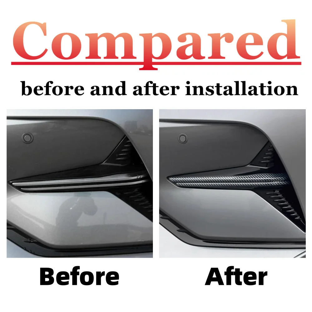 For BYD Song L 2024 2025 ABS Silver Black Carbon fiber Car Front Fog Light Trim Cover Bezel Lamp Strip Decoration Accessories