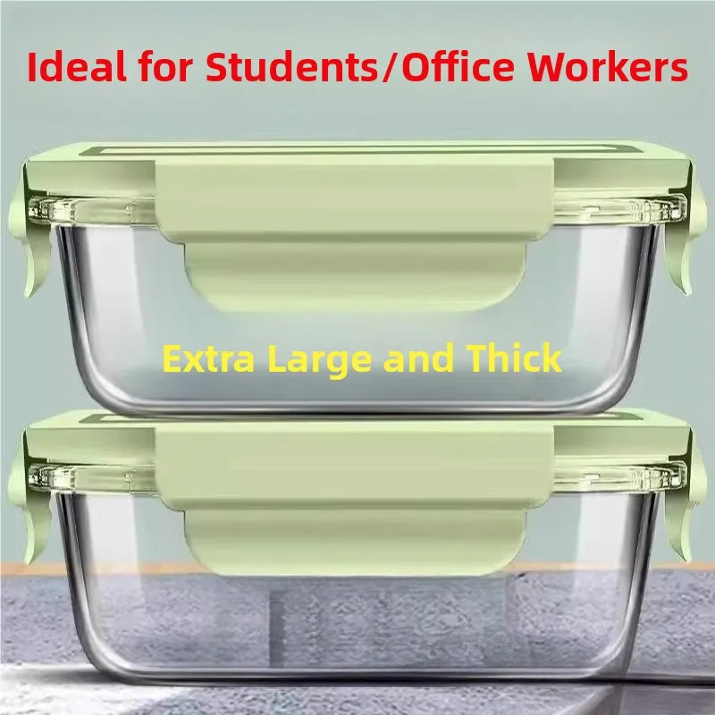 

Rectangle Glass Lunch Box Microwave Se with Lid for Office Workers Fruit Container Soup Bowl Stainl Steel 304 Material