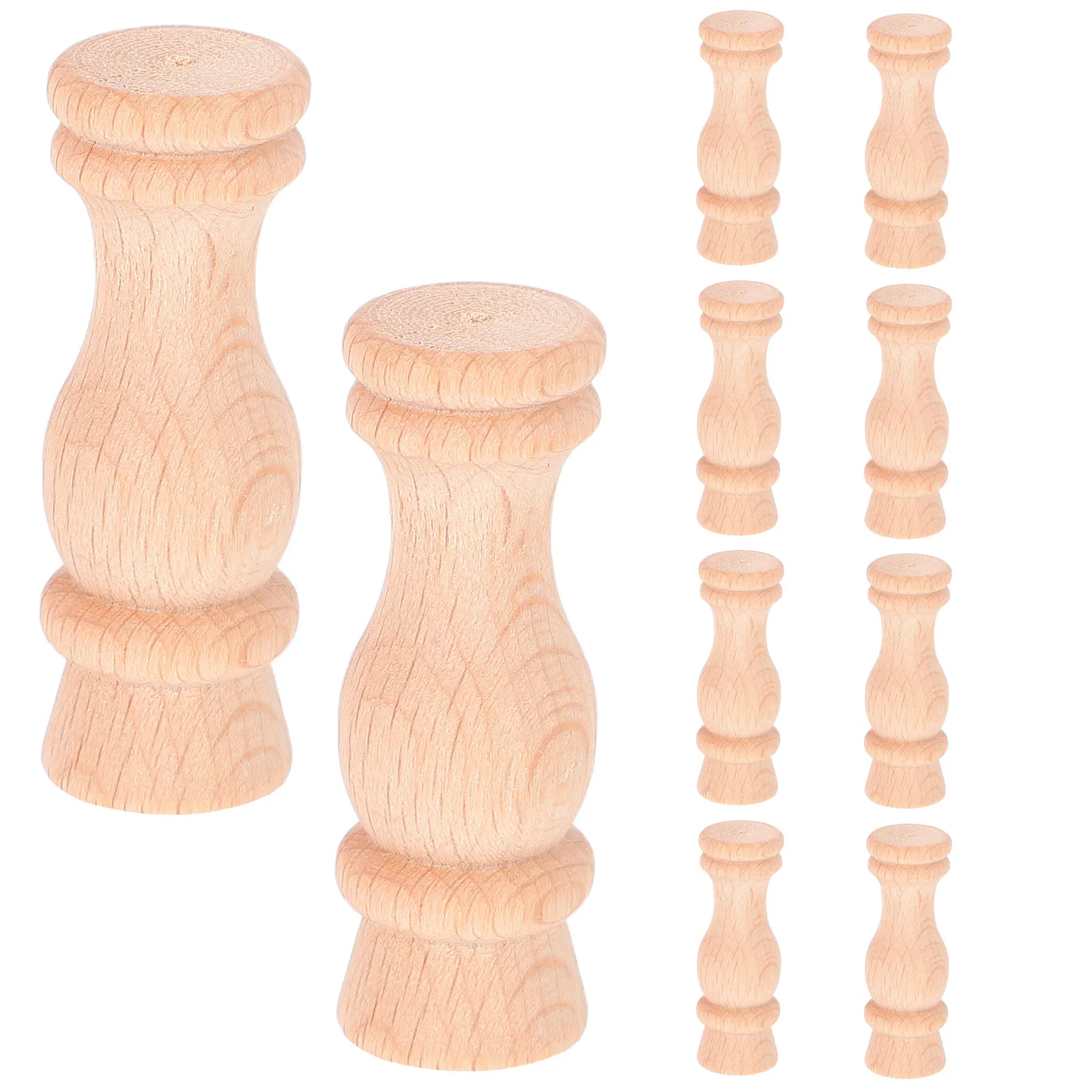10Pcs European Style Wood Spindles for Wine Cabinet Fluted Craft Balusters Unpainted DIY Decorative Furniture Spindles
