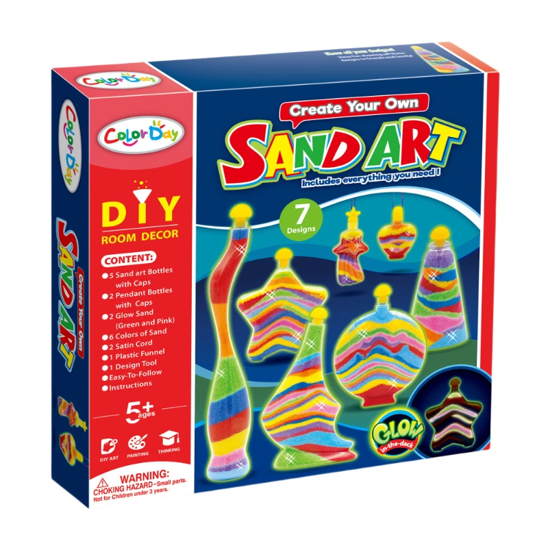 Arte de areia que brilha no escuro, garrafa colorida diy com glitter de areia, brinquedos educativos para crianças, acessórios de decoração de casa, presentes para crianças
