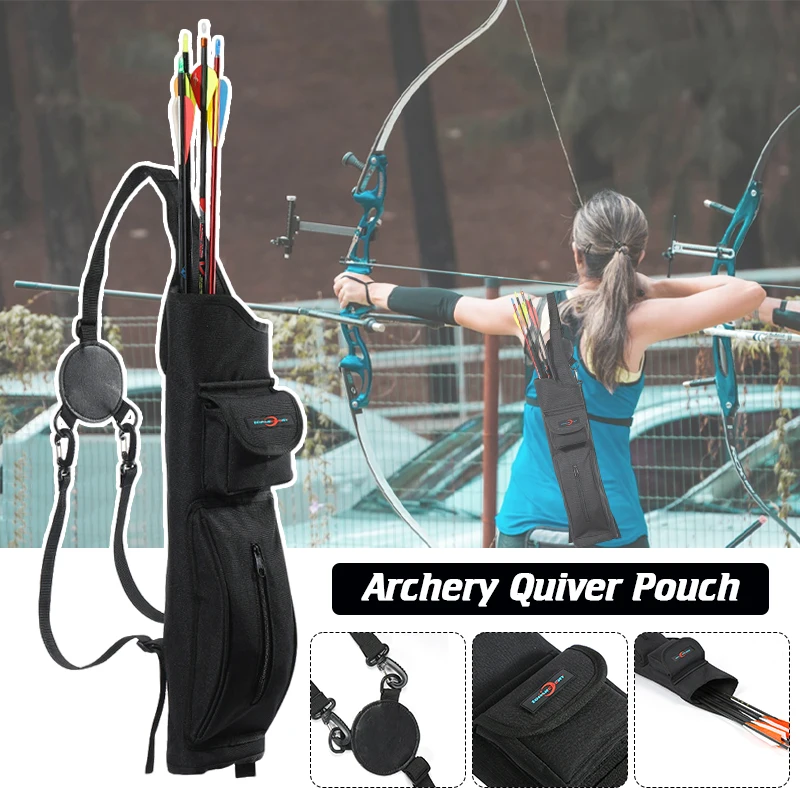 Archery Portable Black Outdoor Quiver Shoulder Back Arrows Holder for Hunting Canvas Quiver Backpack Type All-Purpose