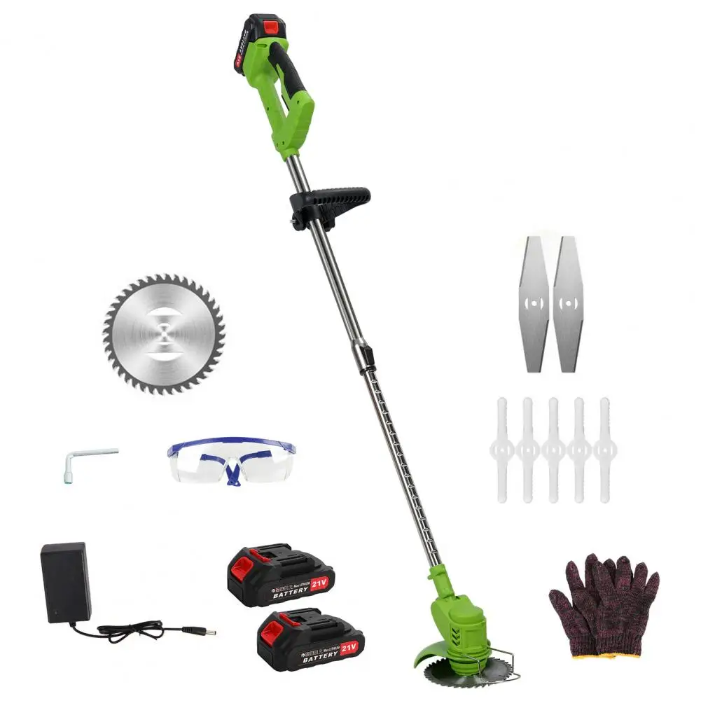 

Weed Eater, Electric Weed Mower Cordless Trimmer, Telescopic Rod Weed Eater Cutter, Rechargeable Handheld Lawn Mower with 2 Batt