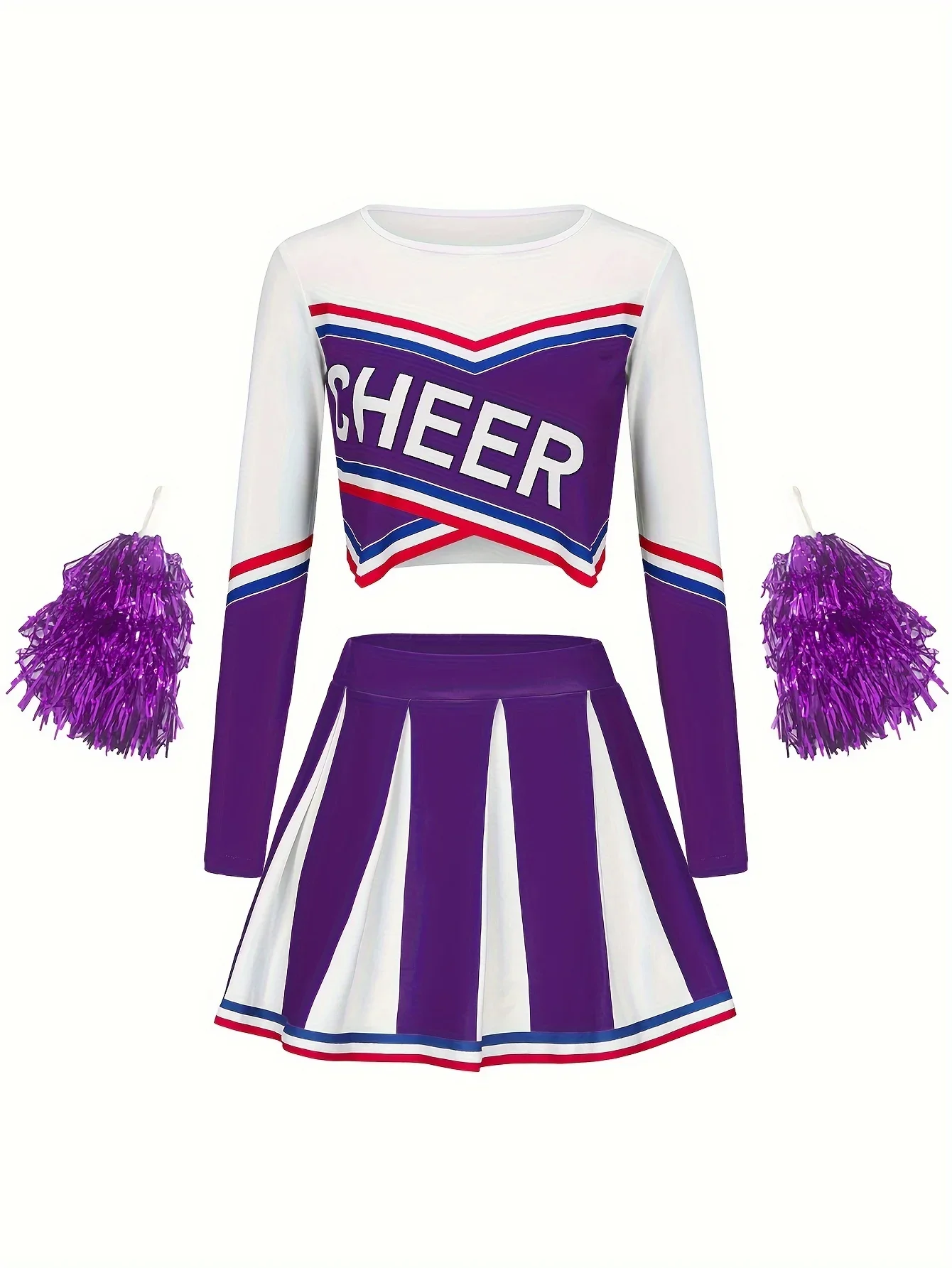 Jupe courte pom-pom girl à manches longues pour filles, ensemble de olympiques de pom-pom girl pour enfants, fête de vacances,