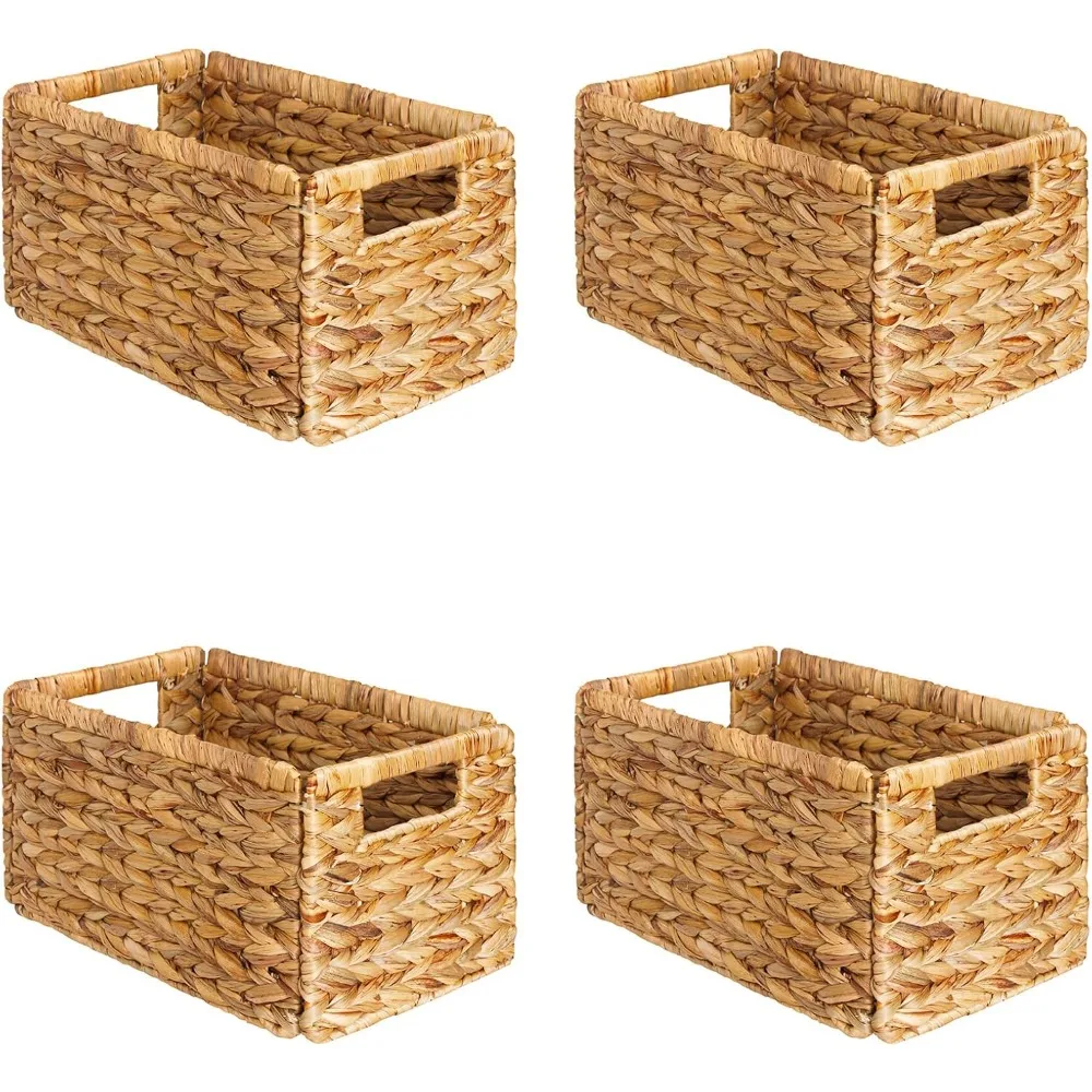

4 Pack Wicker Basket, Storage Baskets for Organizing, Woven Rattan Basket for Shelves, 13x8.2x7 inch, Natural Storage Baskets