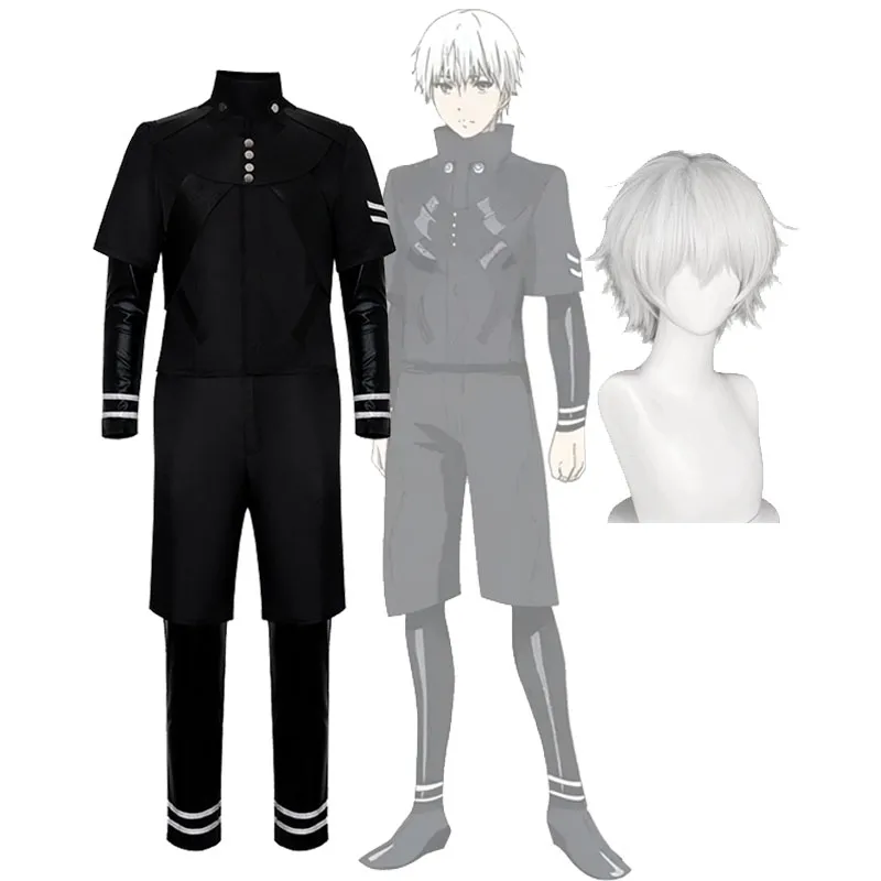 

Токийский гуль Канеки Кен Косплей Костюм и парики Аниме Косплейер Боевая форма Комбинезон Комплект Хэллоуин Аниме Костюмы