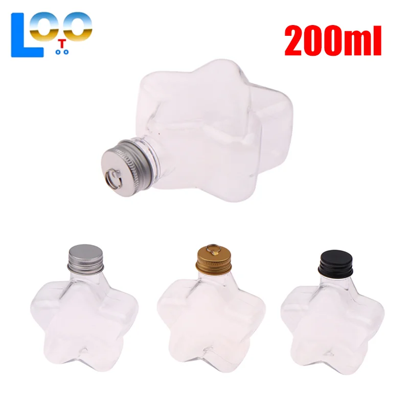 200 мл пластиковая бутылка с милой звездой, прозрачная бутылка для чая с молоком, кофе, прозрачная бутылка для питья, чашка для воды, бутылки для сока, напитков