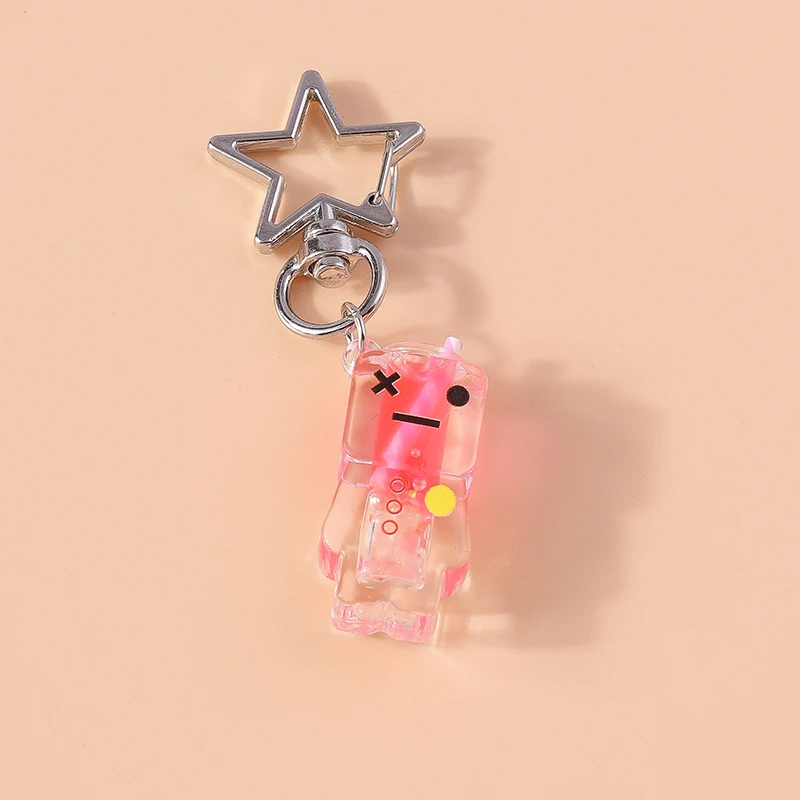 Creative Resin Simulation Drink Bottle Keychain Luminous Emotion Key Ring Pendant for Men Women Handbag Decor Jewelry Gifts