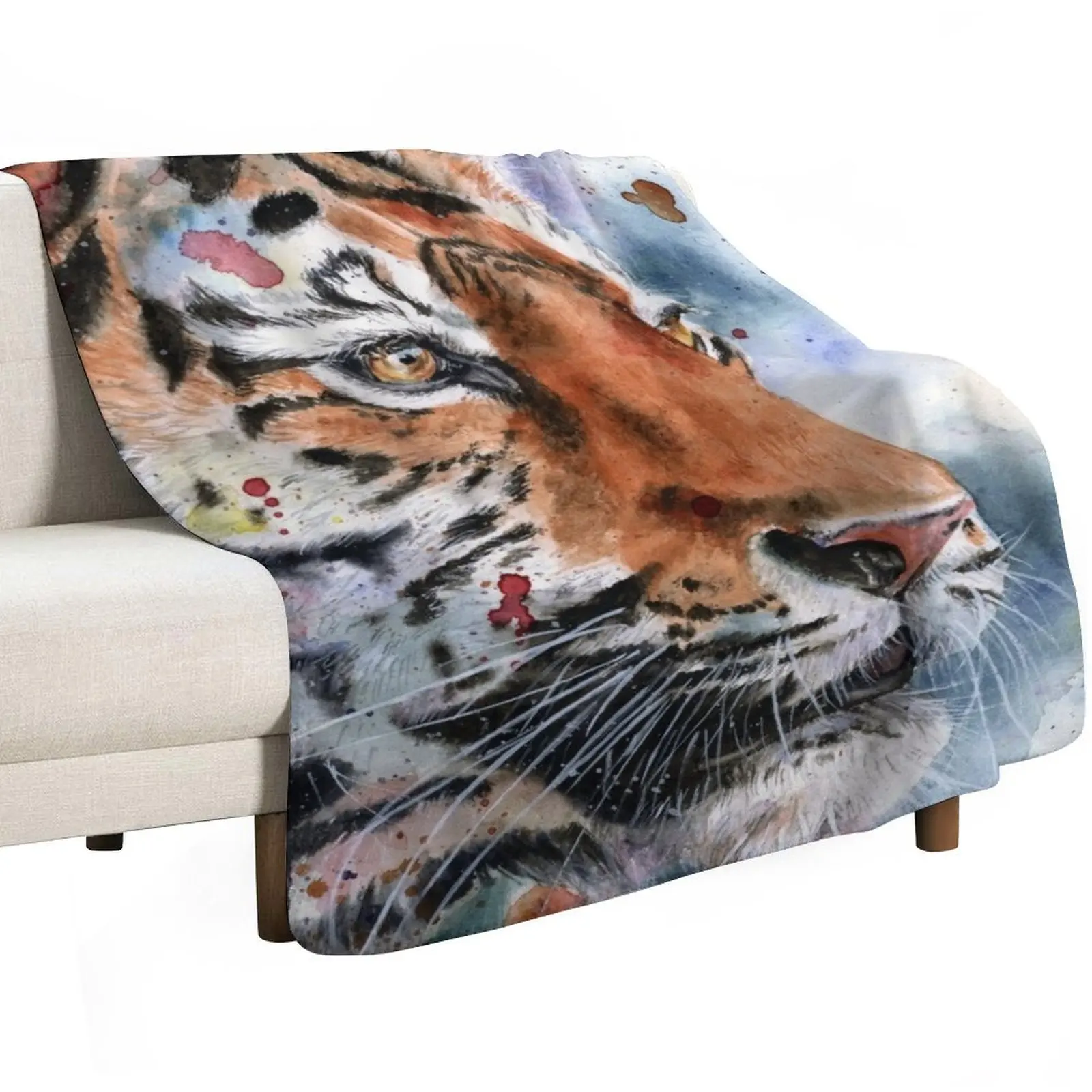 Watercolor Tiger Painting - Eye of the Tiger Throw Blanket Soft Soft Beds Picnic Thin Stuffeds valentine gift ideas Blankets