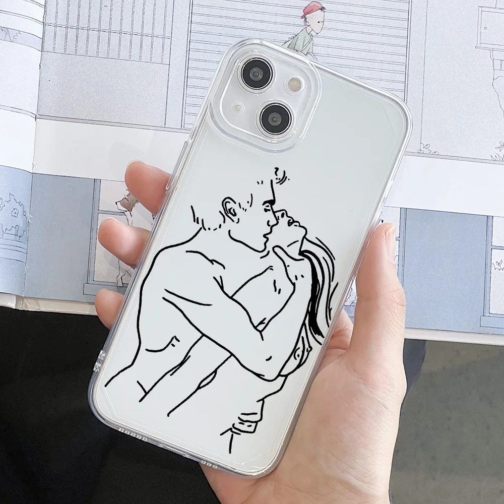 Sexy Men and Women Intimate Line Pattern Phone Case For iPhone 1112 13 Pro Max 7 8 Plus 6s X XR XS SE 2022 Soft Silicone Case