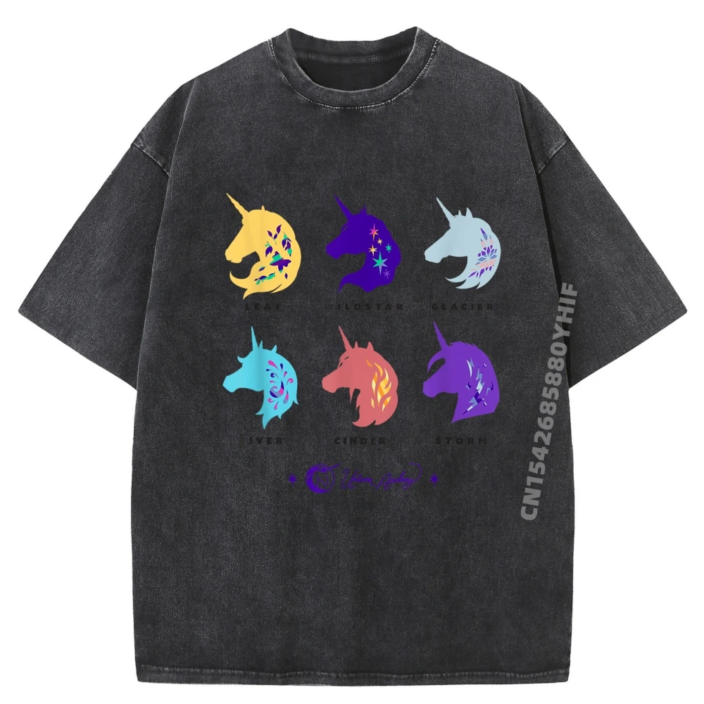 

Unicorn Silhouettes Vintage Tops & Tees High Quality Summer Classic Washed T Shirts Casual Tops Graphic Shirt Hip Hop