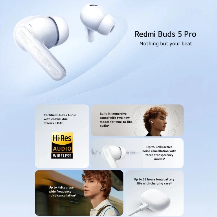 Buds 5 Pro Wireless TWS headphones Earphone Airbuds Noise Cancelling Gaming Earphones