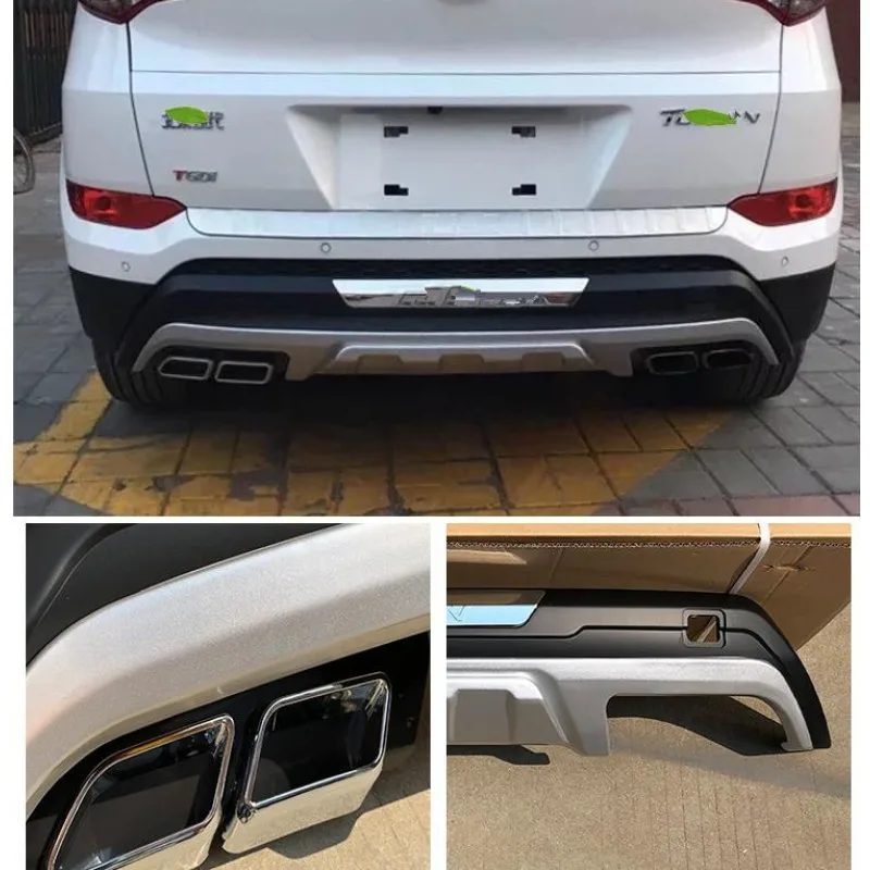 Car-styling for 2015-2018 Hyundai Tucson ABS car rear bumper exhaust pipe fake tail throat plating strip trim