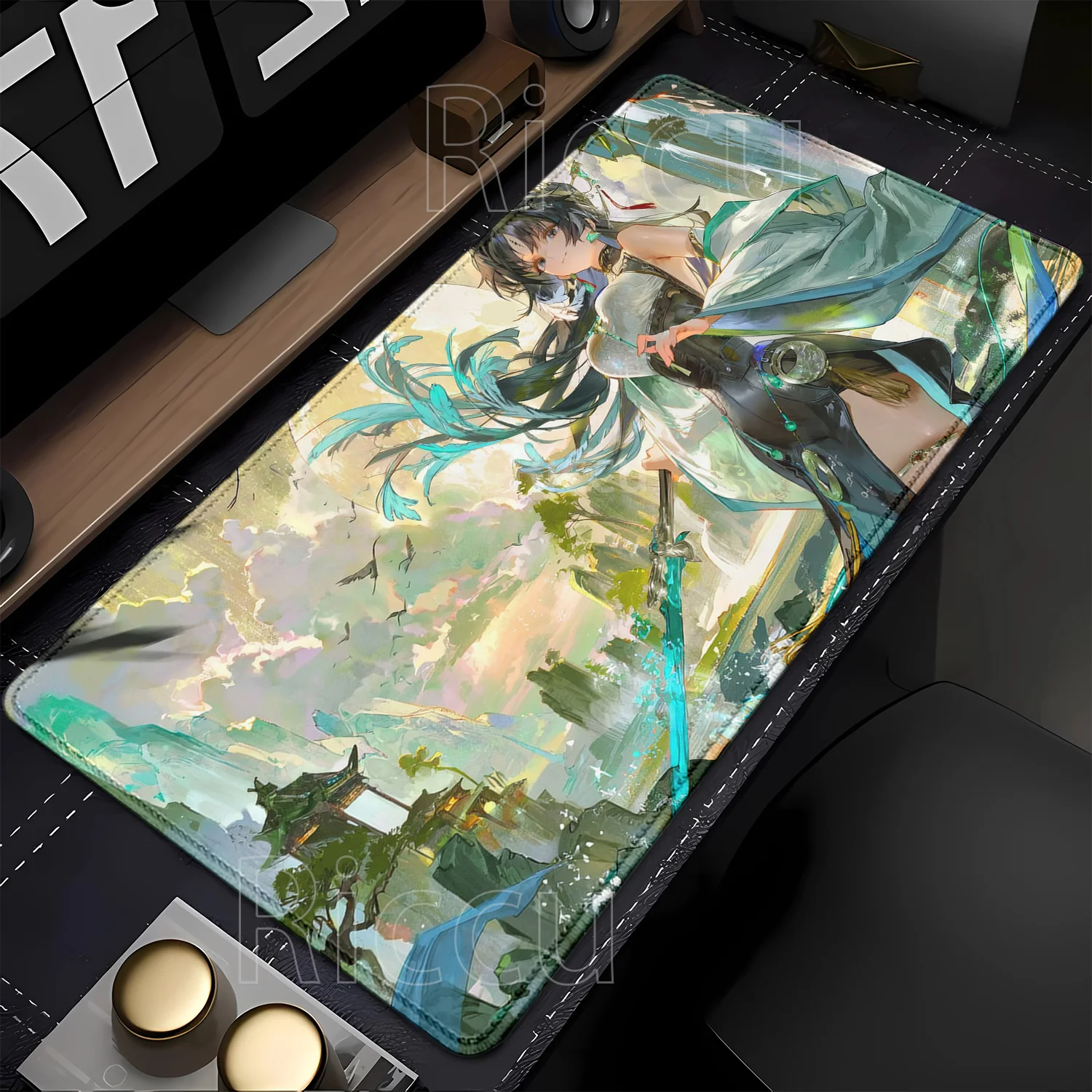Yangyang Xuanling Wuthering Waves Mouse Pad PC HD Printing Office Accessories Gaming Overlock Mousepad Anime Girl Sexy Desk Mat