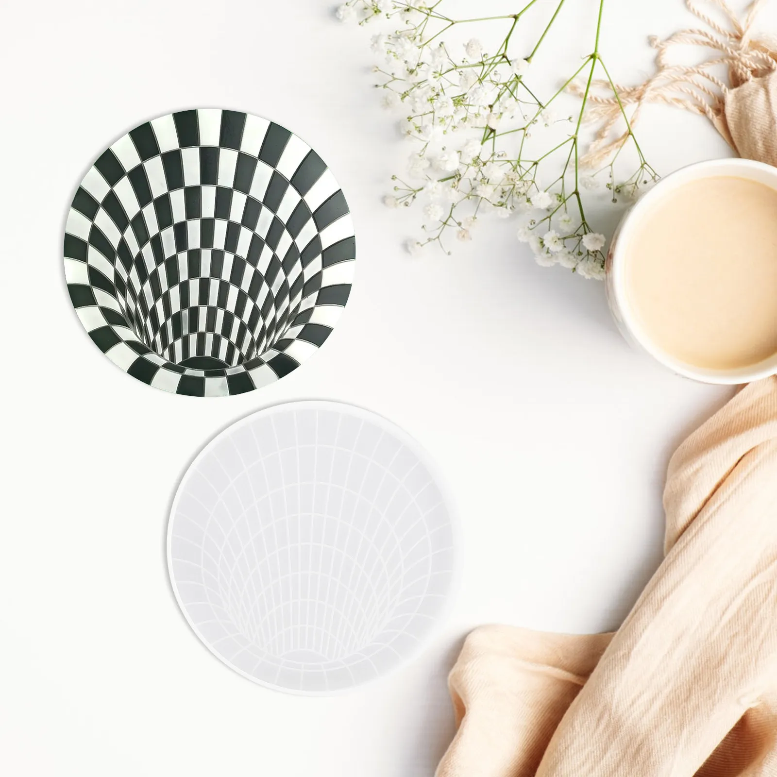 

Набор из 2-х 3D-форм для подставок под чашки, премиум-класса, из пищевого силикона, для изготовления подставок под кофе и чай, для домашнего декора и рукоделия