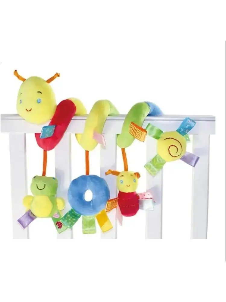 Baby Hanging Car Seat Toys Plush Activity Hanging Stroller Toys with BB Squeaker and Rattles For Newborn Travel Activity Toy