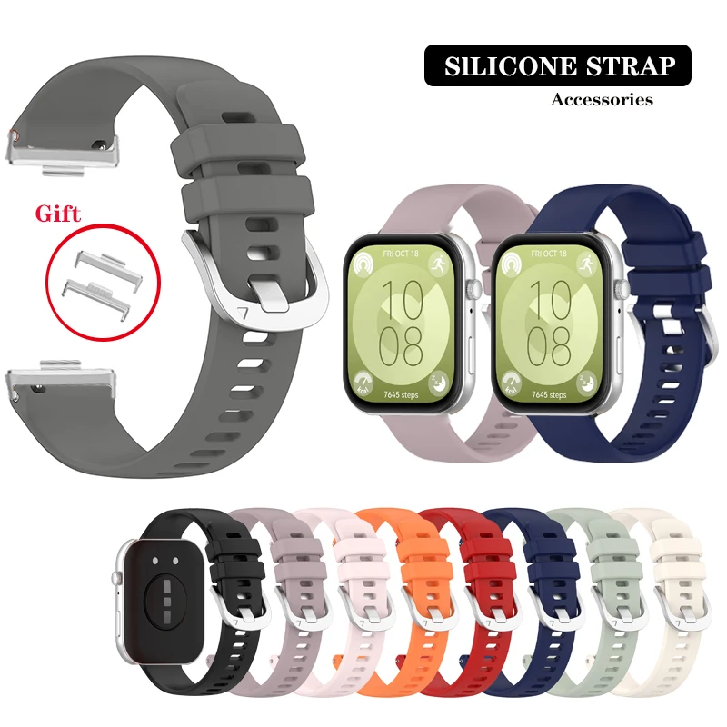 Tali + konektor gelang silikon untuk jam tangan Huawei Fit 3 2 fit3 / Fit2 / Fit baru/cocok Edisi Khusus